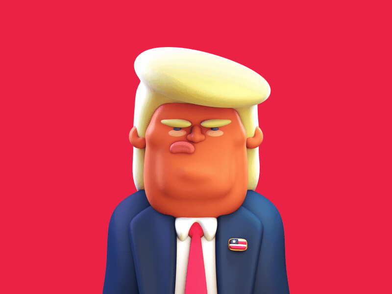 Bold animation of president Trump with red background